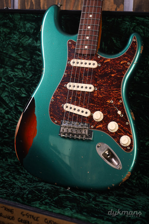 Del-Tone 60's S-Style Sherwood Green Over Sunburst