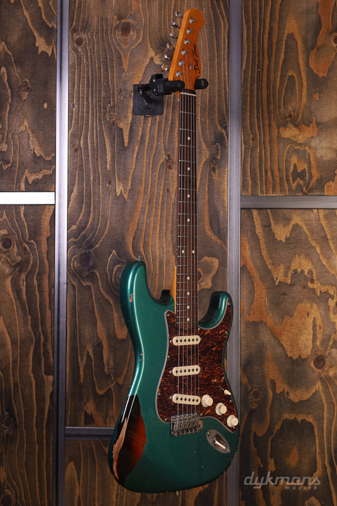 Del-Tone 60's S-Style Sherwood Green Over Sunburst