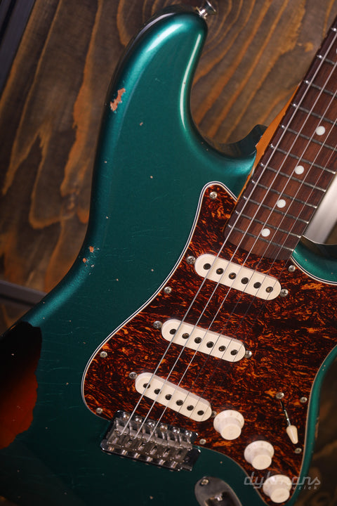 Del-Tone 60's S-Style Sherwood Green Over Sunburst