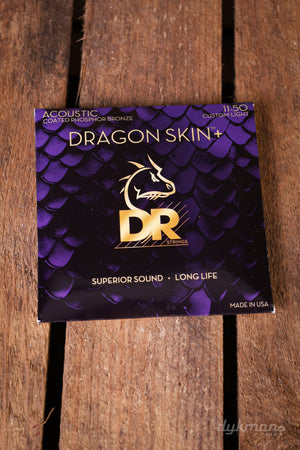 DR Strings Dragon Skin + Custom Light 11-50 Phosphor Bronze Acoustic Guitar Strings