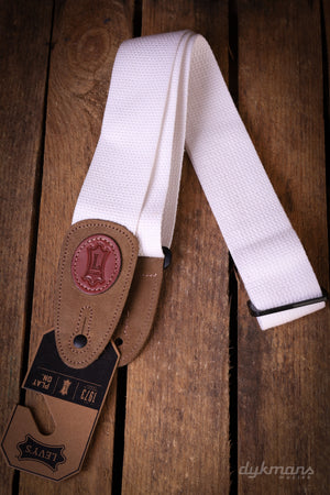 Levy's 5cm Wide Cotton Guitar Strap - White