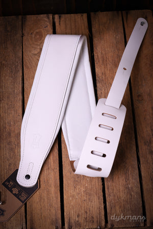 Levy's 2.5 inch Wide Genuine Leather Guitar Strap - White