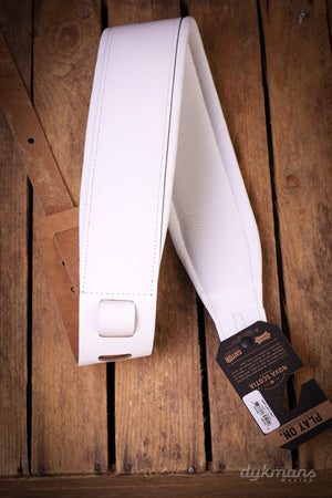 Levy's 2.5 inch Wide Genuine Leather Guitar Strap - White