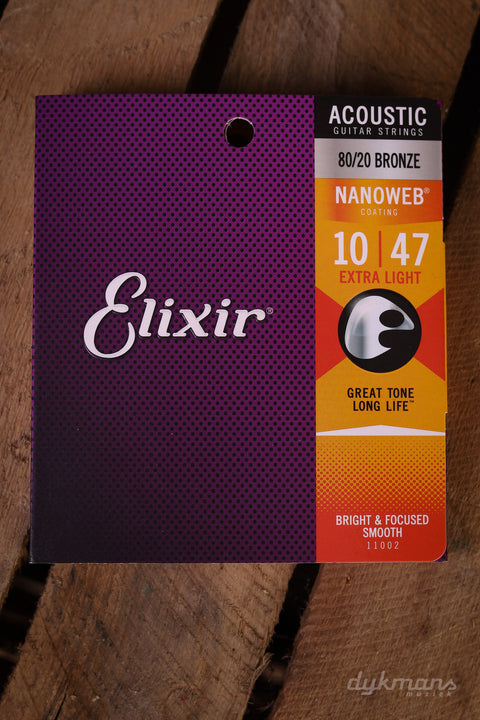 Elixir Acoustic Nanoweb 80/20 Bronze Extra Light 10-47