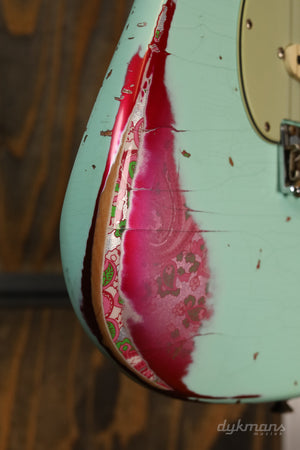Fender Custom Shop Stratocaster Heavy Relic Surf Green Over Pink Paisley