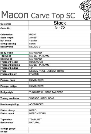 Patrick James Eggle Macon Single Cut Faded Gold Burst